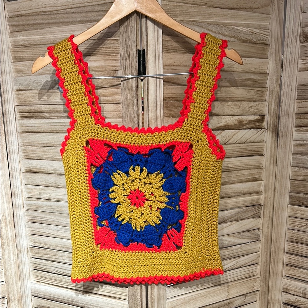 Colorful Crochet Granny Square Tank Top